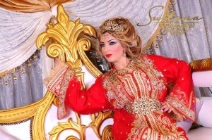 مكياج عروس مغربية مع قفطان احمر 1